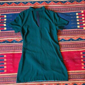 Zara Green Jewel-Toned Mini Dress – Size Large, Cutout & Collar Detail